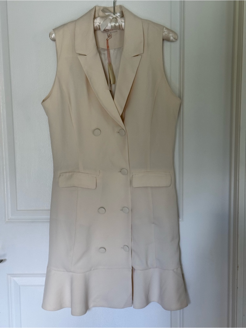 Skies Are Blue Cream Sleeveless Blazer Dress